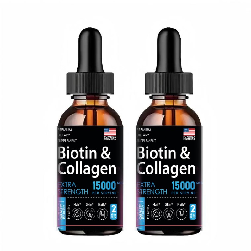 Collagen Biotin Drops Factory - OEM Supplement 5000 mcg Hair Nail Skin