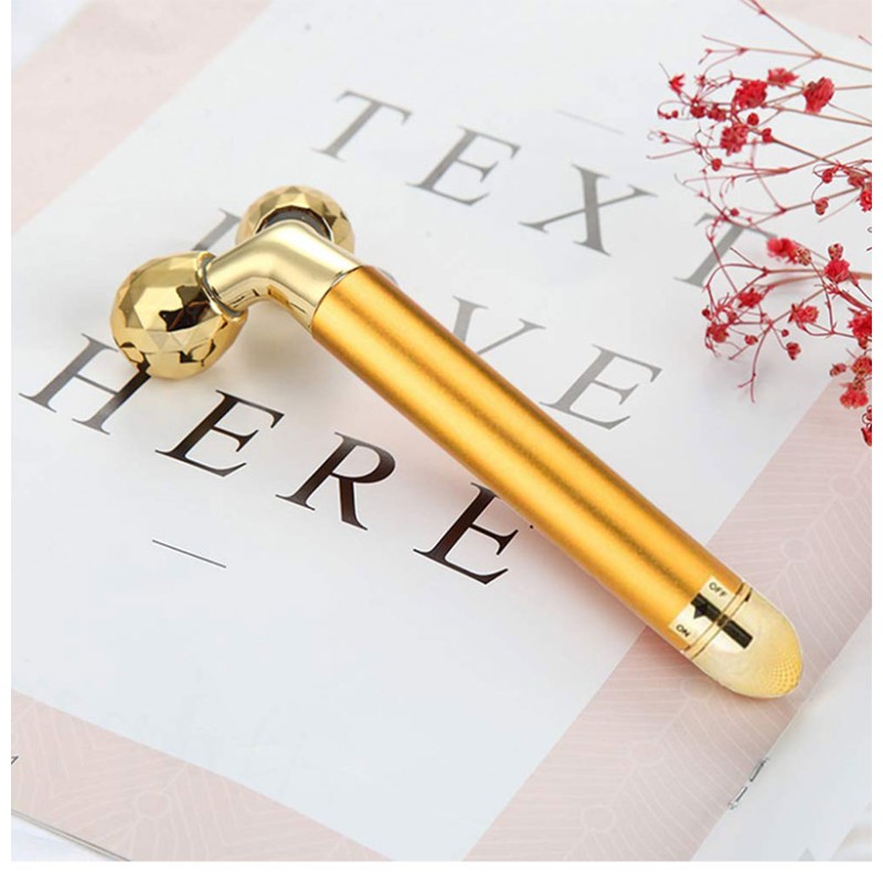 Gold Facial Massager Supplier - Private Label Handheld Electric Vibrating EU Plug