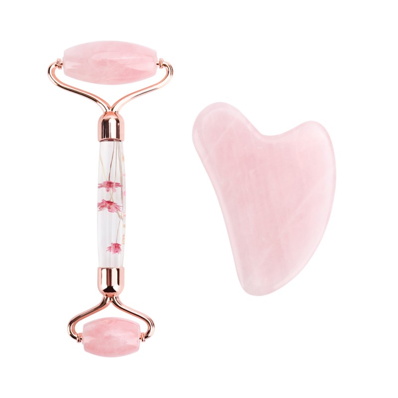 Jade Roller Set Manufacturer - Heart Shape Rose Quartz Manual Facial Massager