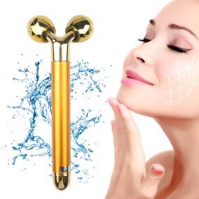 Gold Facial Massager Supplier - Private Label Handheld Electric Vibrating EU Plug