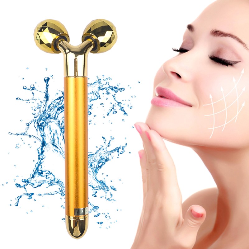 Gold Facial Massager Supplier - Private Label Handheld Electric Vibrating EU Plug
