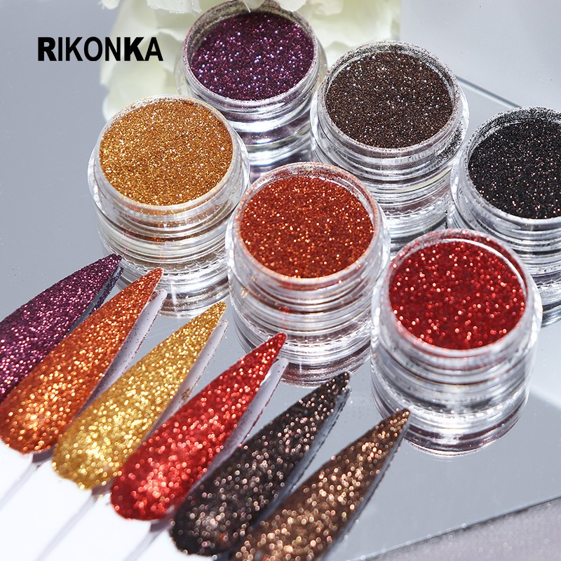Nail Glitter Powder Supplier - 0.1mm Shiny Sugar Chrome 6 Colors Acrylic
