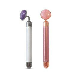 Electric Jade Roller Supplier - 2021 Custom Logo Rose Quartz Vibrating Massager