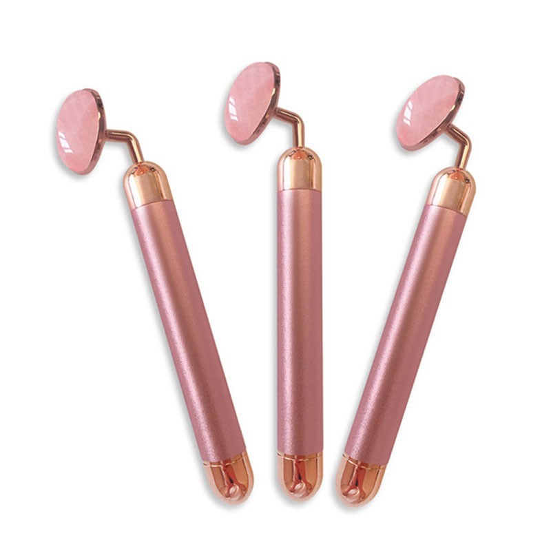 Electric Jade Roller Supplier - 2021 Custom Logo Rose Quartz Vibrating Massager