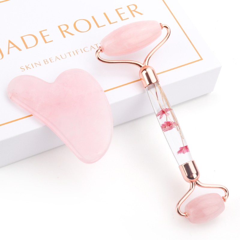 Jade Roller Set Manufacturer - Heart Shape Rose Quartz Manual Facial Massager