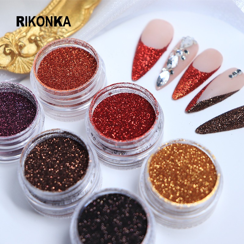 Nail Glitter Powder Supplier - 0.1mm Shiny Sugar Chrome 6 Colors Acrylic