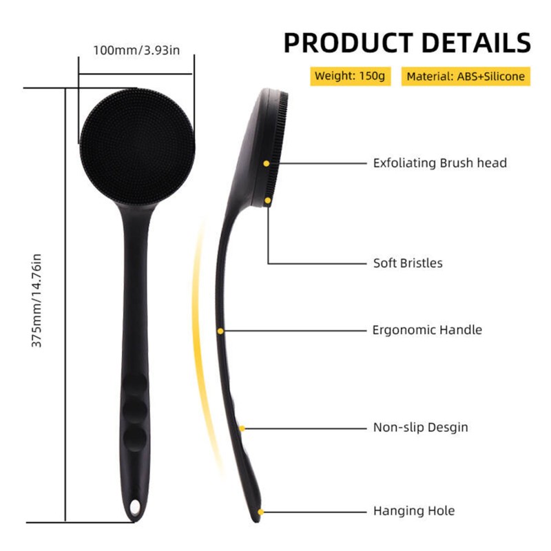 Body Scrubber Supplier - Long Handle Silicone Exfoliating
