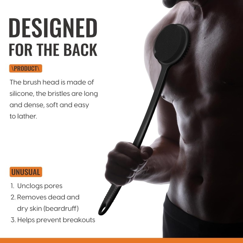 Body Scrubber Supplier - Long Handle Silicone Exfoliating