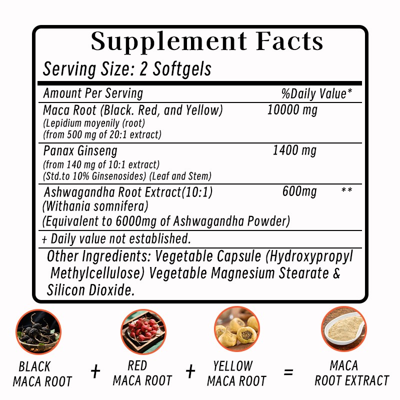 Maca Softgel Supplier - Wholesale Private Labels Performance Focus Stamina