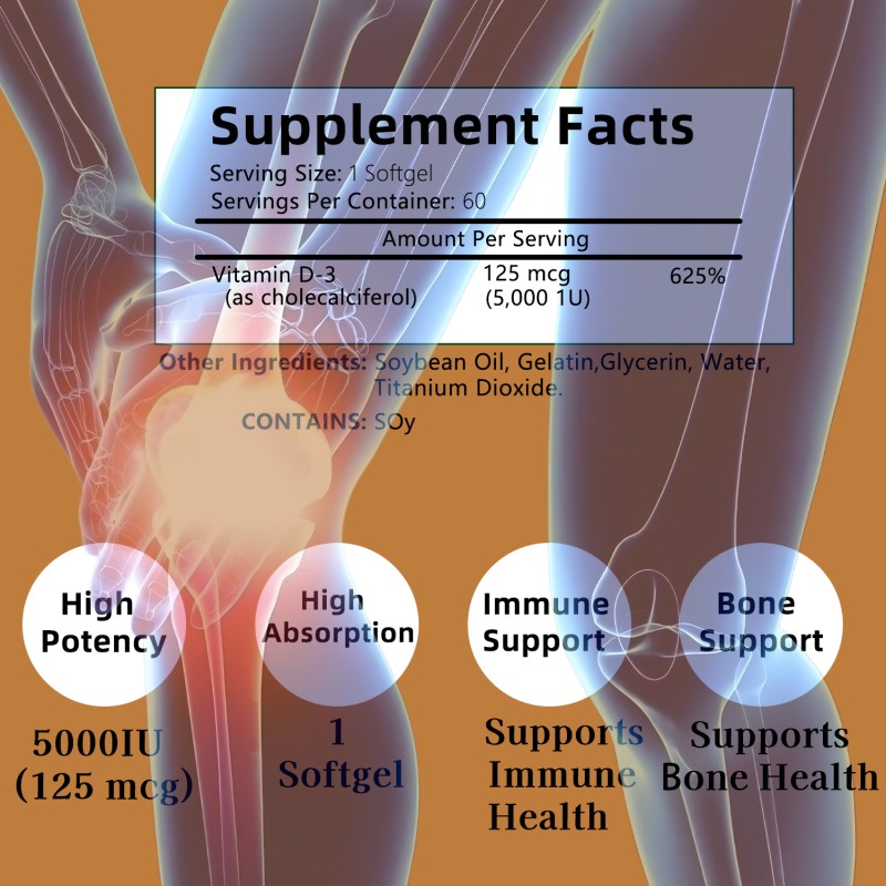 Vitamin D3 Softgel Manufacturer - Private Label Bone Immune 5000 IU Dietary