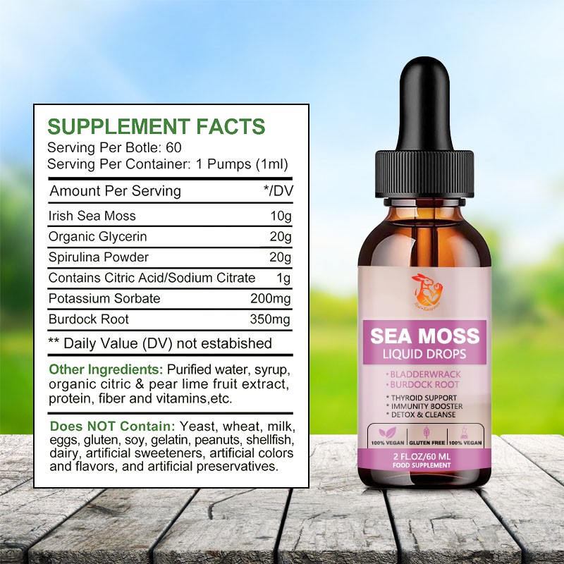 Sea Moss Liquid Drops Supplier - Oem Odm Bladderwrack Burdock Thyroid Immune