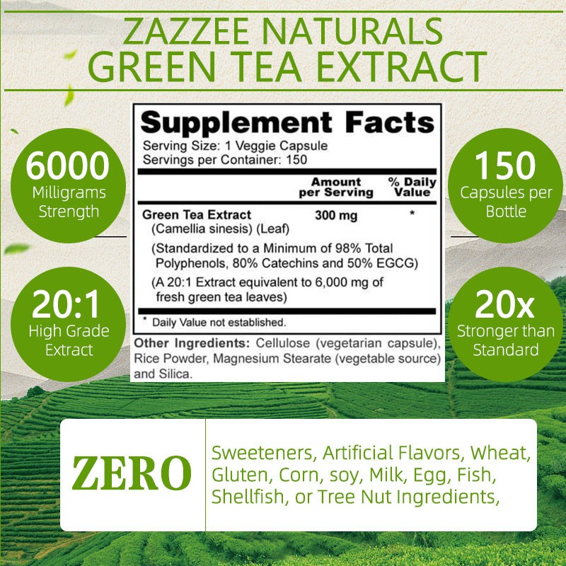 Green Tea Capsules Manufacturer - OEM 6000mg Strength Mental Focus Heart Health