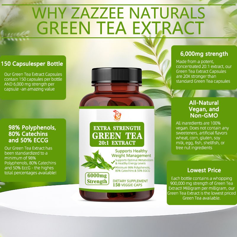 Green Tea Capsules Manufacturer - OEM 6000mg Strength Mental Focus Heart Health