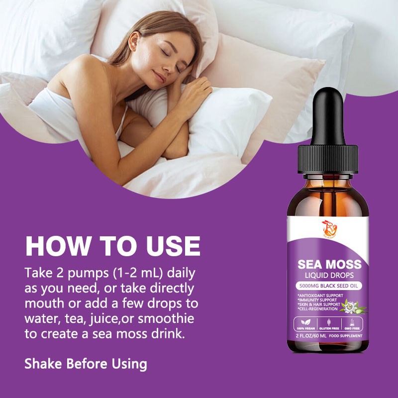 Sea Moss Liquid Drops Factory - Black Seed Oil Soursop Elderberry Antioxidant Skin
