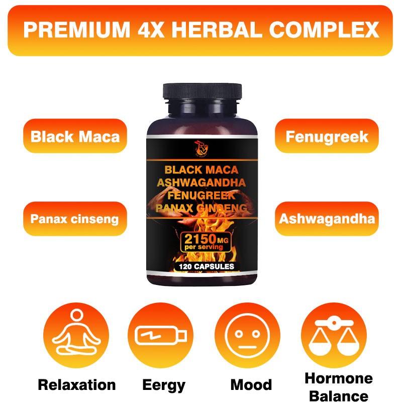 Black Maca Capsules Factory - OEM Fenugreek Ashwagandha Energy Boost Adult