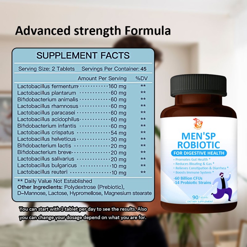 Men Probiotic Tablets Factory - Factory 60 Billion CFUs Digestive Healthy