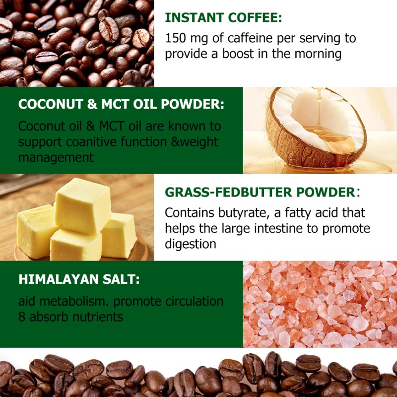 Keto Coffee Powder Factory - Private Label OEM Himalayan Salt Circulation Nutrients