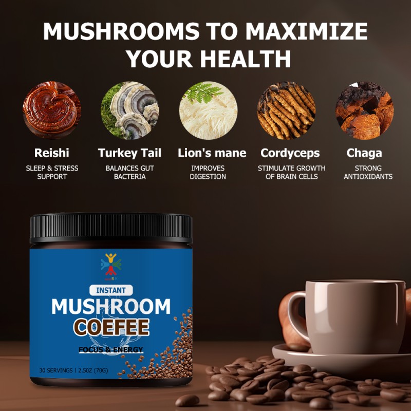 Natural Mushroom Coffee Factory - OEM Factory Reishi Turkey Tail Energy Focus