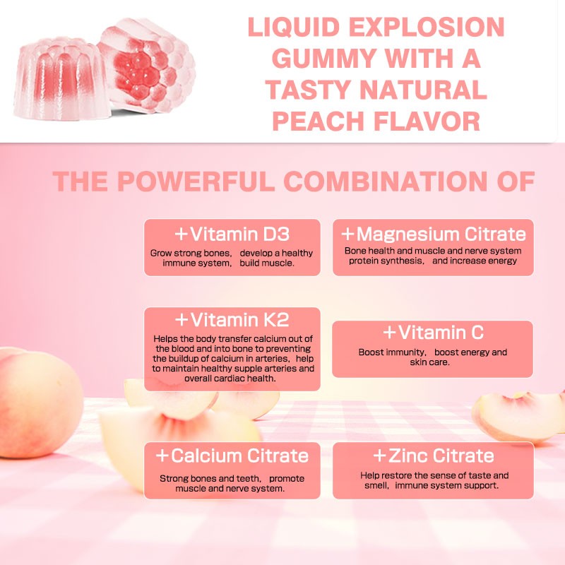 Vitamin D3 K2 Gummies Manufacturer - Private Label Mood Energy Calcium Softgel