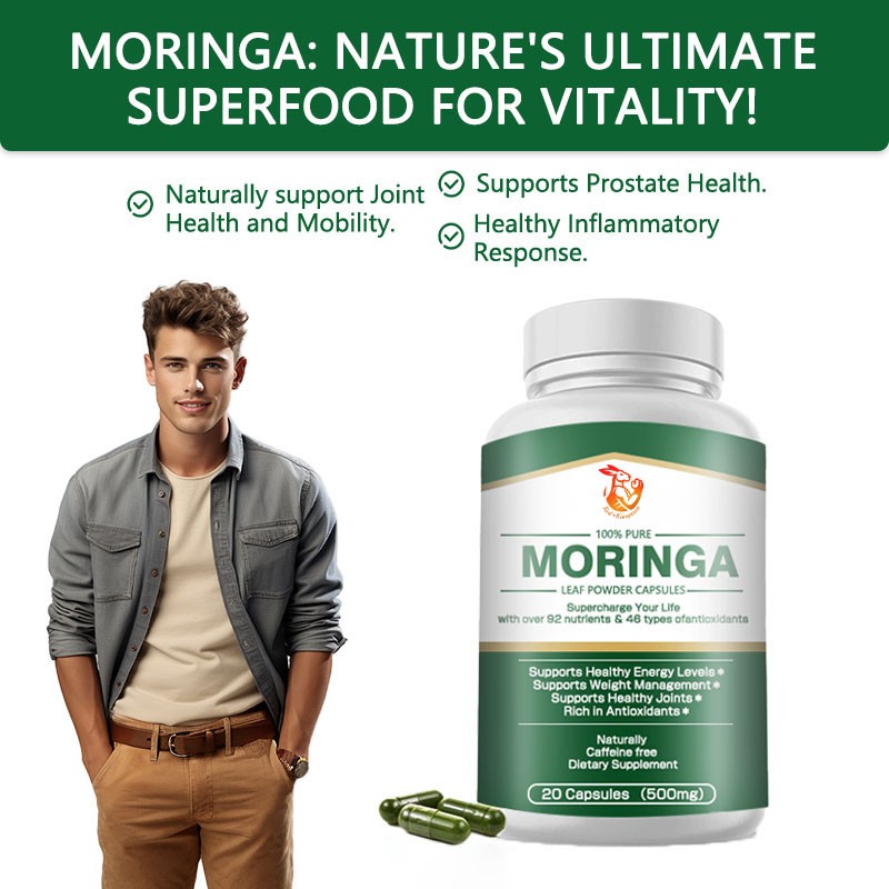 Moringa Leaf Capsules Factory - OEM Natural Green Antioxidant Energy Metabolism