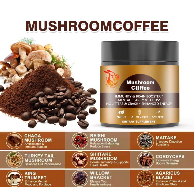 Black Instant Coffee Supplier - OEM Healthy Herbal Mushroom Digestion Gut Health