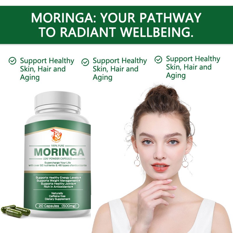 Moringa Leaf Capsules Factory - OEM Natural Green Antioxidant Energy Metabolism