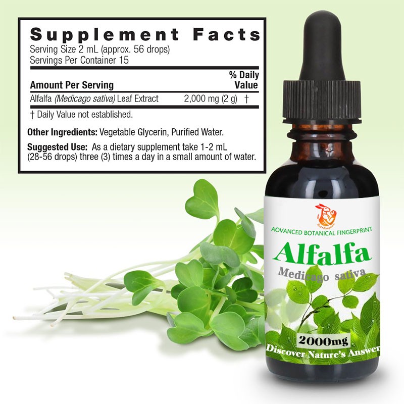 Alfalfa Liquid Drop Manufacturer - 2000mg Organic Immune System Support Adult