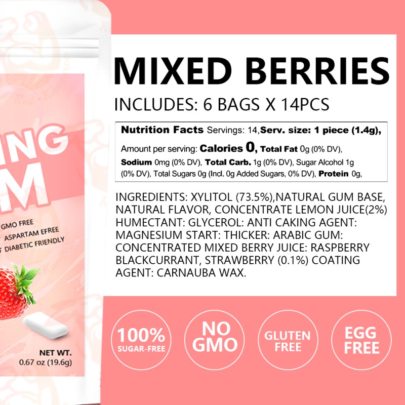 Chewing Gum Supplier - Supplement Manufacturer Mixed Berries Xylitol Fresh Breath