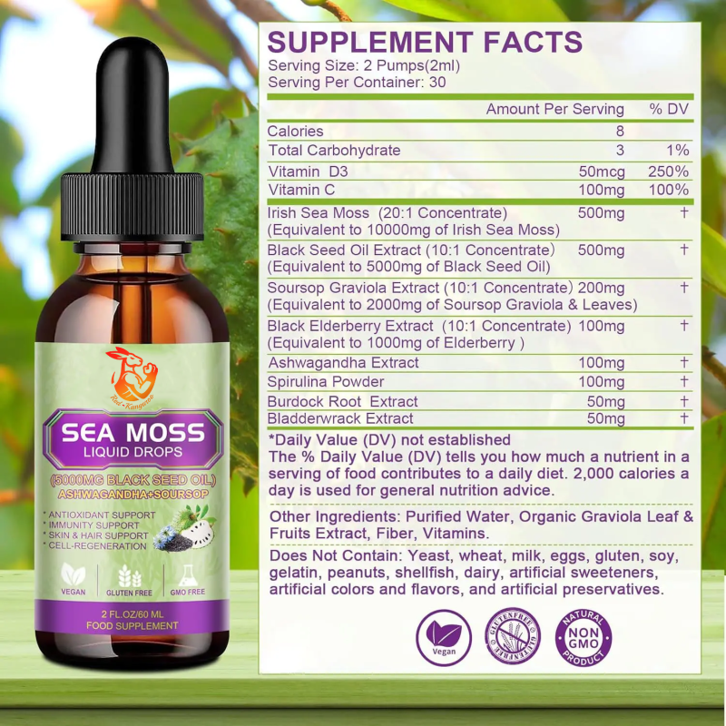 Sea Moss Liquid Drops Manufacturer - Private Label Digestive System Irish Moss