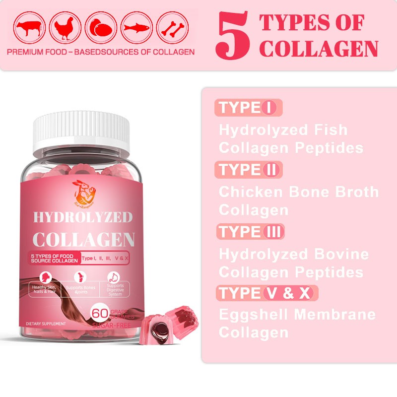 Hydrolyzed Collagen Gummies Factory - OEM ODM Skin Nails Hair Biotin Vitamin
