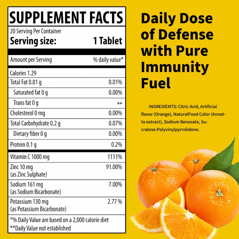 Vitamin C Zinc Tablets Factory - ODM Custom Sugar Free 1000mg Immune Antioxidant