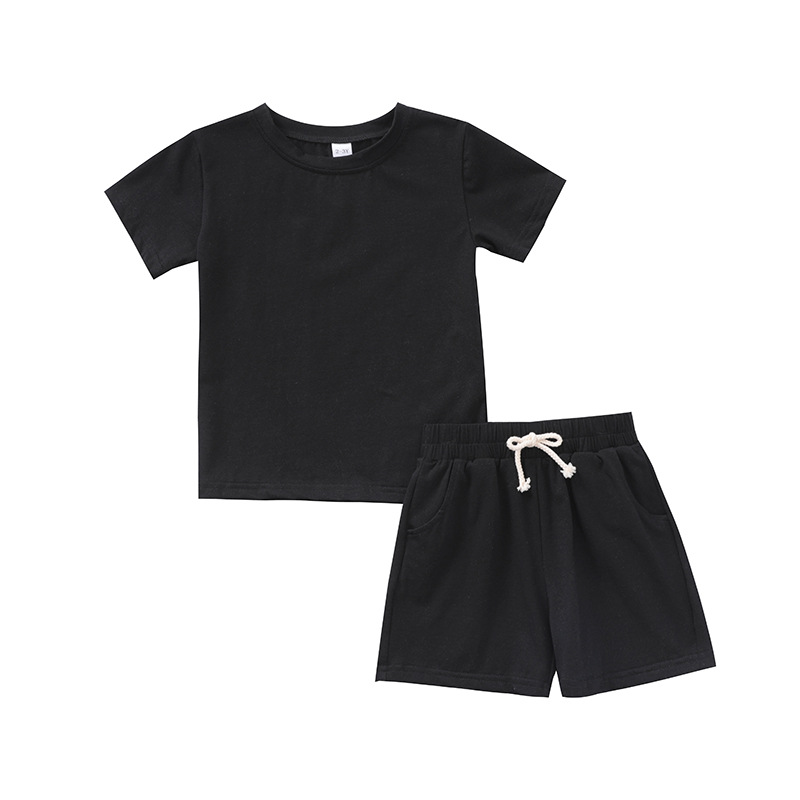Kids Clothing Set Factory - Plain T-shirt Shorts Two Pieces Suit