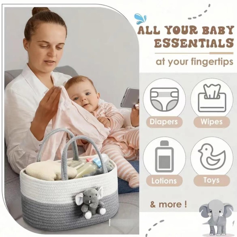 Baby Diaper Caddy Manufacturer - Large Nursery Shower Essentials Basket