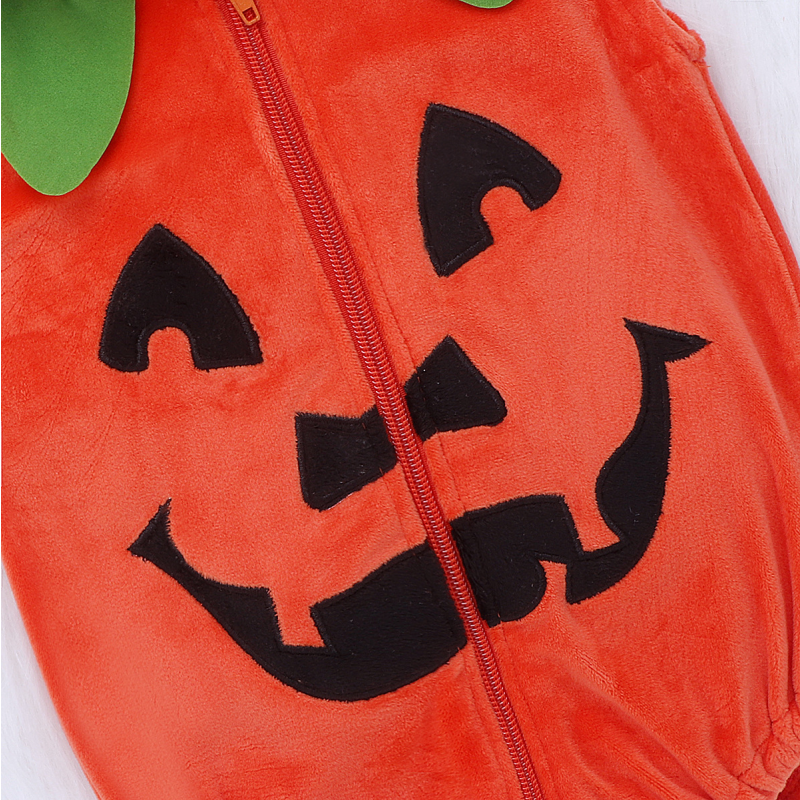 Halloween Baby Clothing Factory - Pumpkin Sleeveless Hoodie Bodysuit