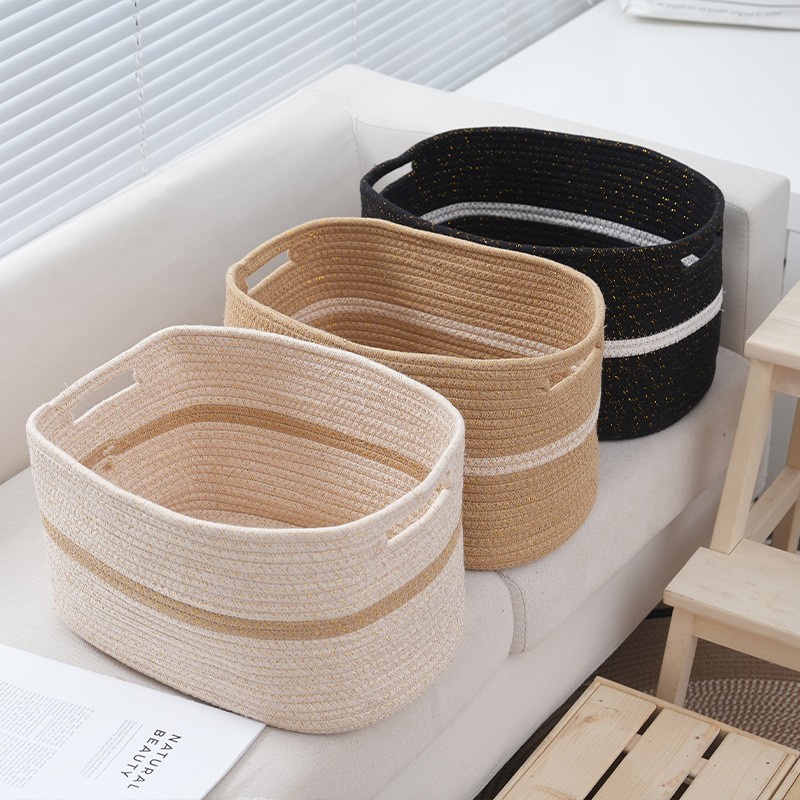 Storage Basket Factory - Cotton Rope Household Organizer with Handle