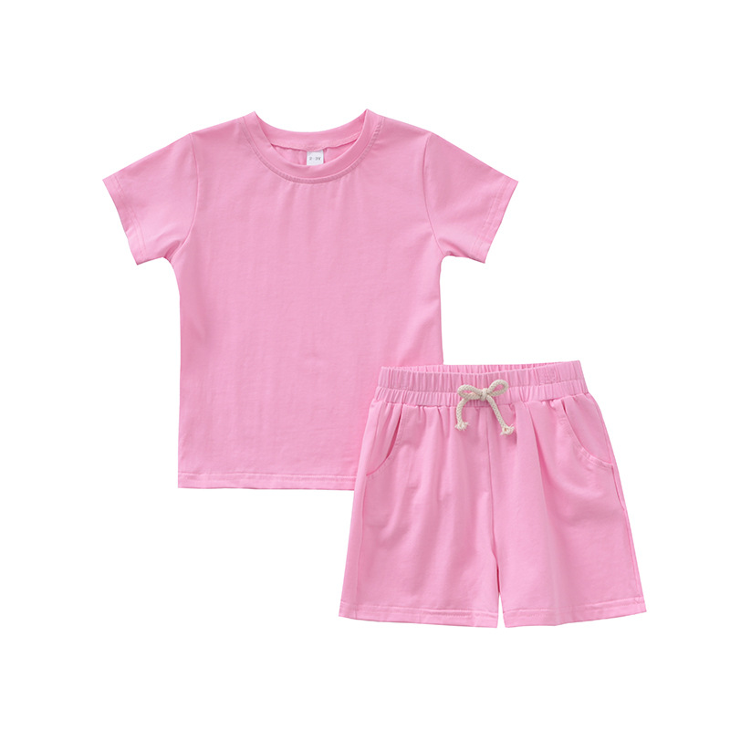Kids Clothing Set Factory - Plain T-shirt Shorts Two Pieces Suit
