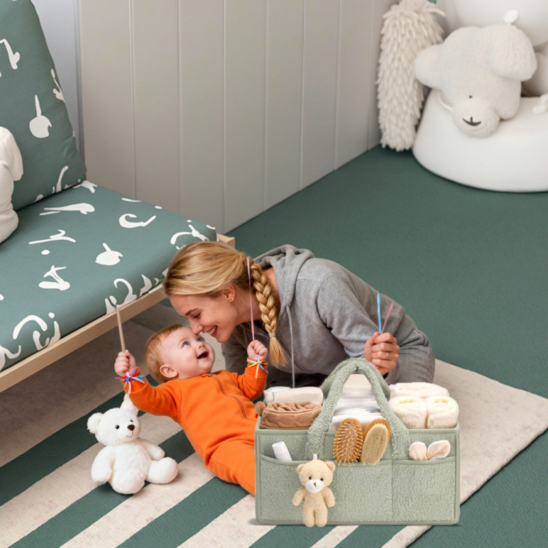 Diaper Storage Basket Supplier - Portable Plush Mommy Organizer