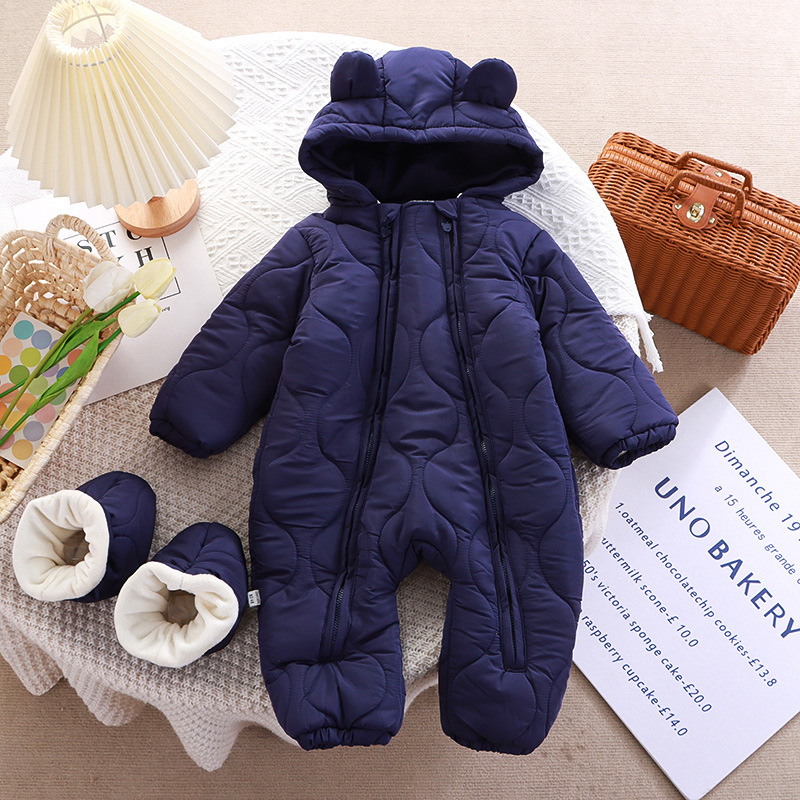 Baby Romper Manufacturer - Winter Hooded Jumpsuit with Foot Covers