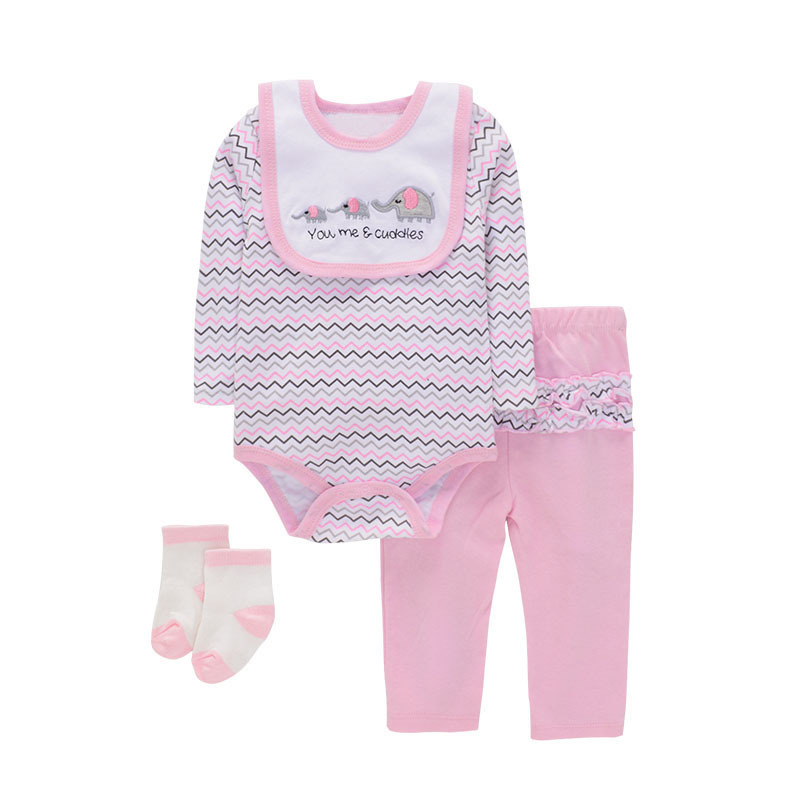 Baby Printed Clothes Supplier - Cartoon Long Sleeved Four Piece Set