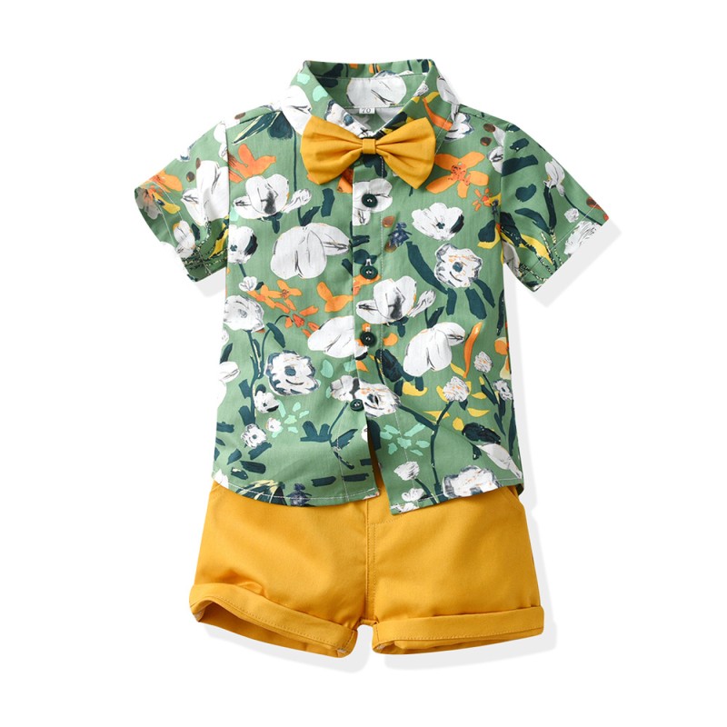 Boy Two-Piece Set Factory - Summer Short Sleeve Flower Beachwear