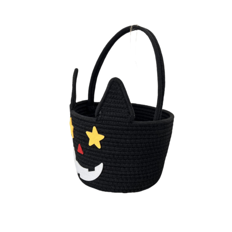 Halloween Bucket Supplier - Pumpkin Candy Cotton Rope Gift Basket