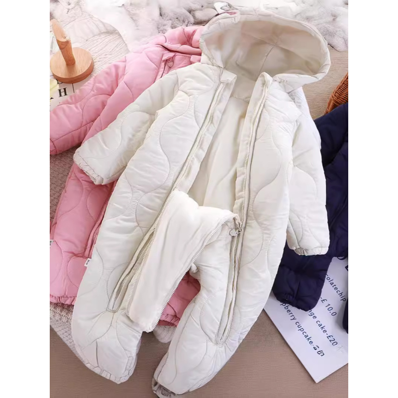 Baby Romper Manufacturer - Winter Hooded Jumpsuit with Foot Covers