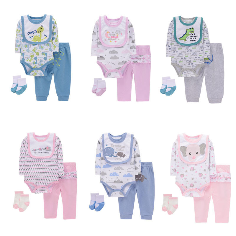 Baby Printed Clothes Supplier - Cartoon Long Sleeved Four Piece Set