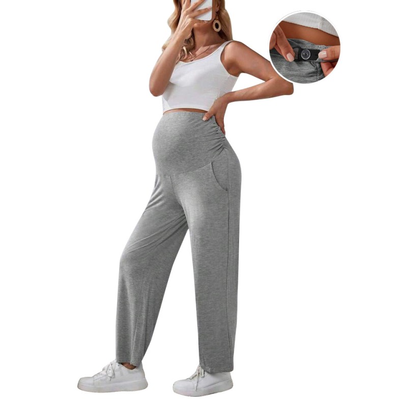 Maternity Pants Manufacturer - Casual Adjustable Waistband Solid