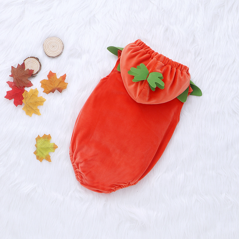 Halloween Baby Clothing Factory - Pumpkin Sleeveless Hoodie Bodysuit