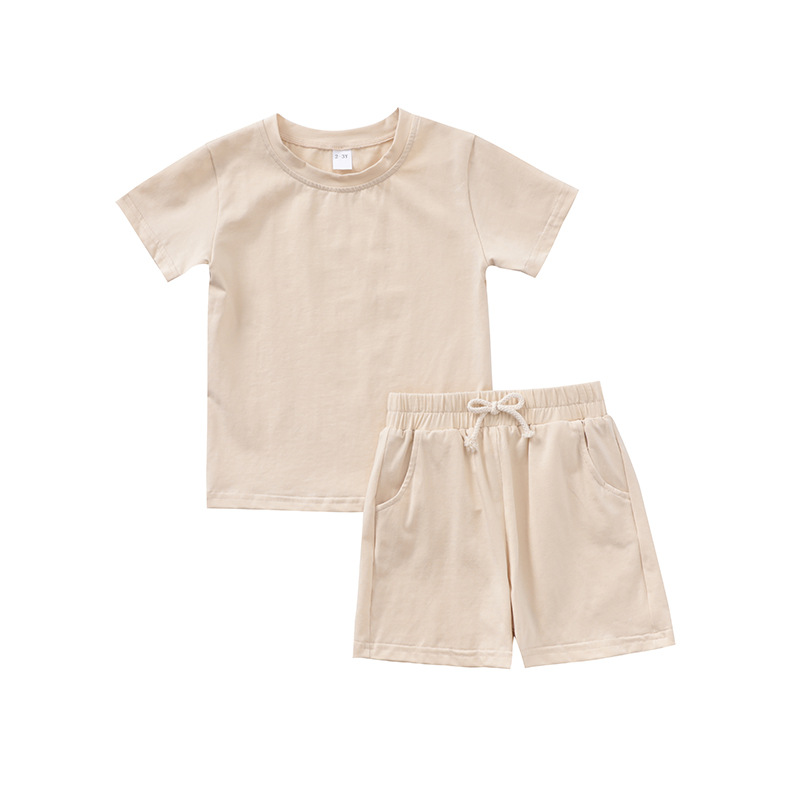 Kids Clothing Set Factory - Plain T-shirt Shorts Two Pieces Suit