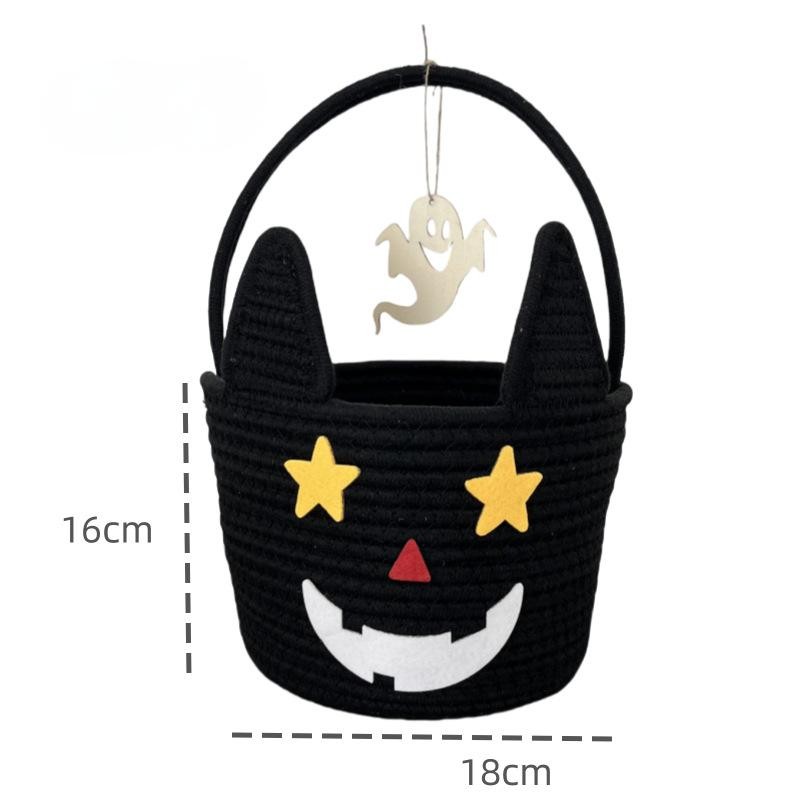 Halloween Bucket Supplier - Pumpkin Candy Cotton Rope Gift Basket