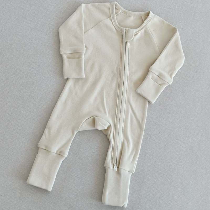 Cotton Romper Manufacturer - Unisex White Zipper Footie Bodysuit
