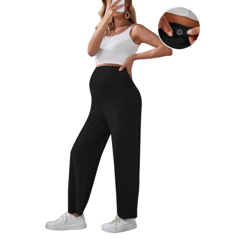 Maternity Pants Supplier - Adjustable Elastic Waist with Pocket