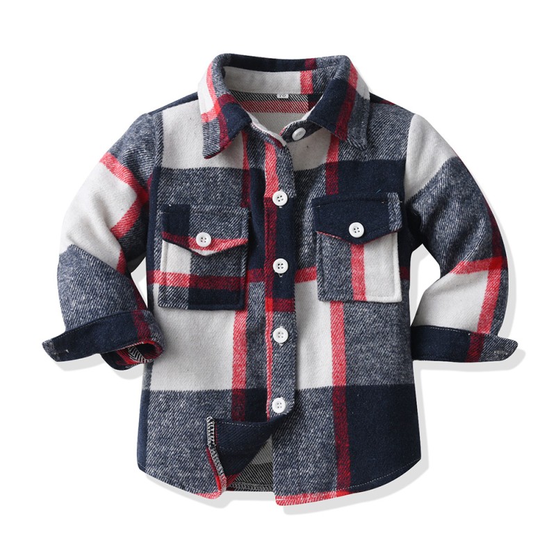 Kids Flannel Shacket Supplier - Fall Winter Long Sleeve Button-Down Jacket